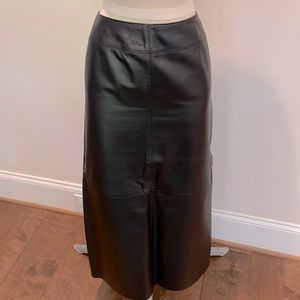 Lauren Ralph Lauren black leather maxi skirt.